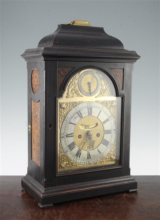 James Robinson, London. A George III ebonised pear wood bracket clock, 20.5in.